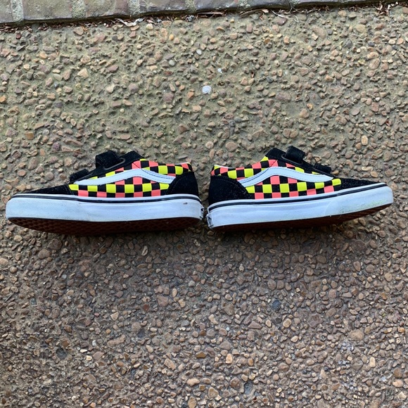 Kids Size 1 Old Skool Vans-Check Pattern, Multi-Colored - Picture 3 of 4